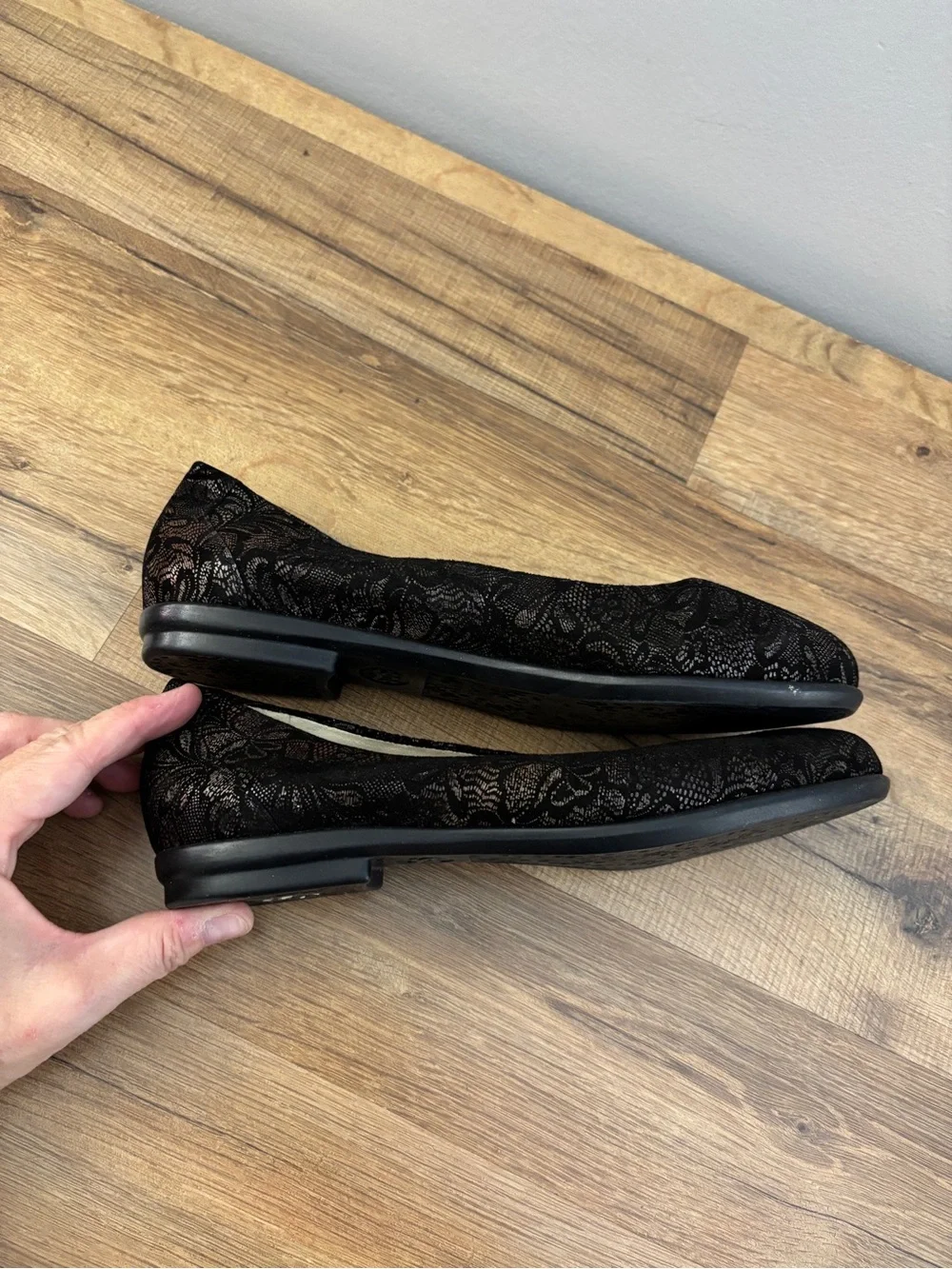 SAS Scenic Ballet Flat Shoes Black Lace Women’s